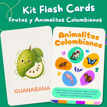 Kit Flash Cards Frutas y animalitos de Colombia