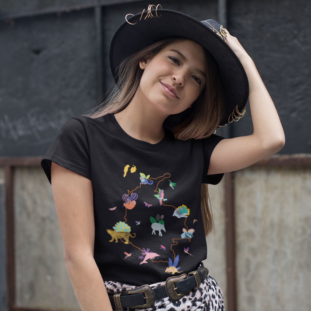 Camiseta Mapa Animalitos de Colombia