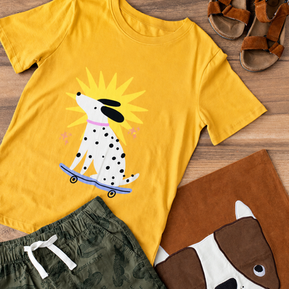 Camiseta Niños Perrito en Patineta